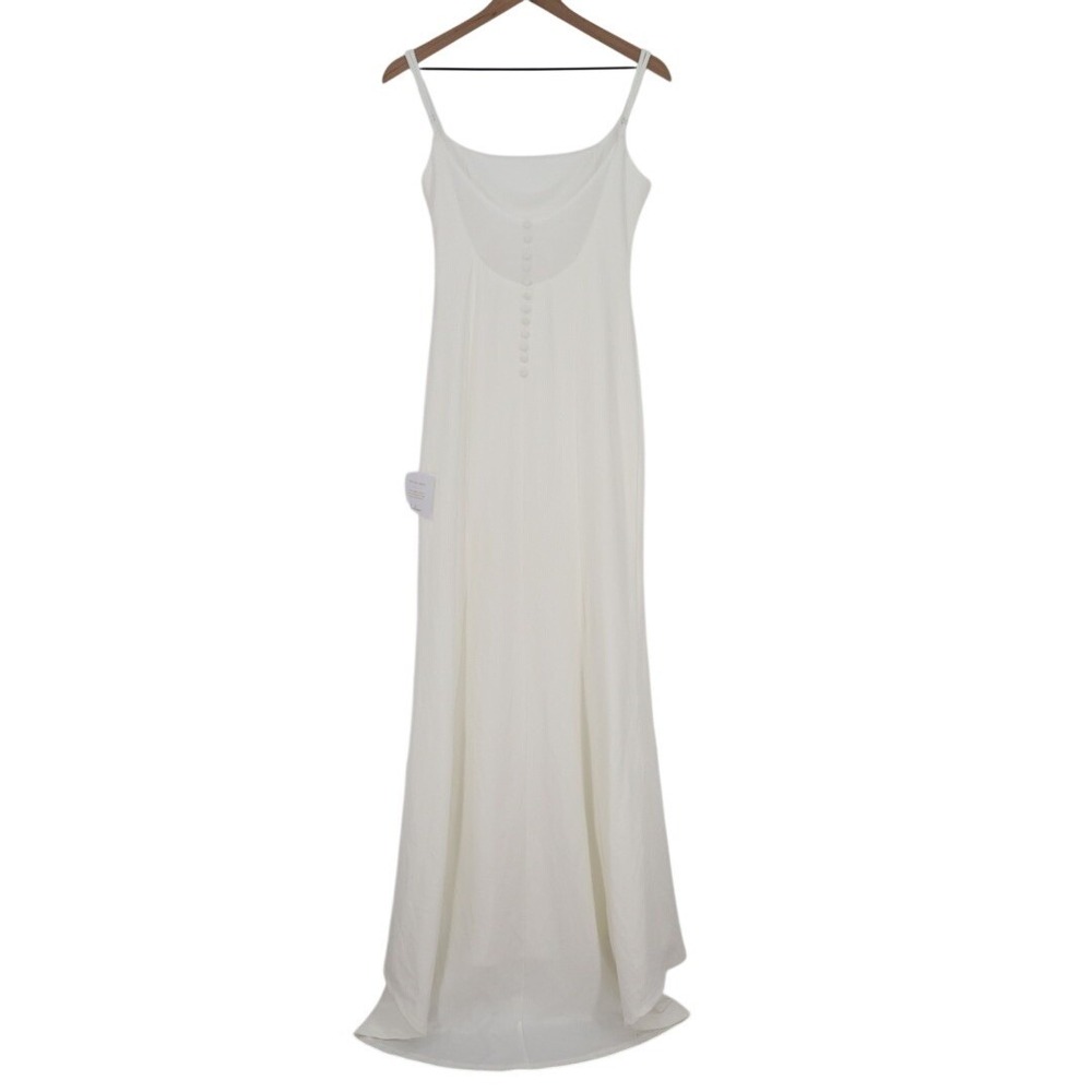 Lulus Blessed Romance Maxi Dress Womens M White Sleeveless Button Back Mermaid - Picture 8 of 9